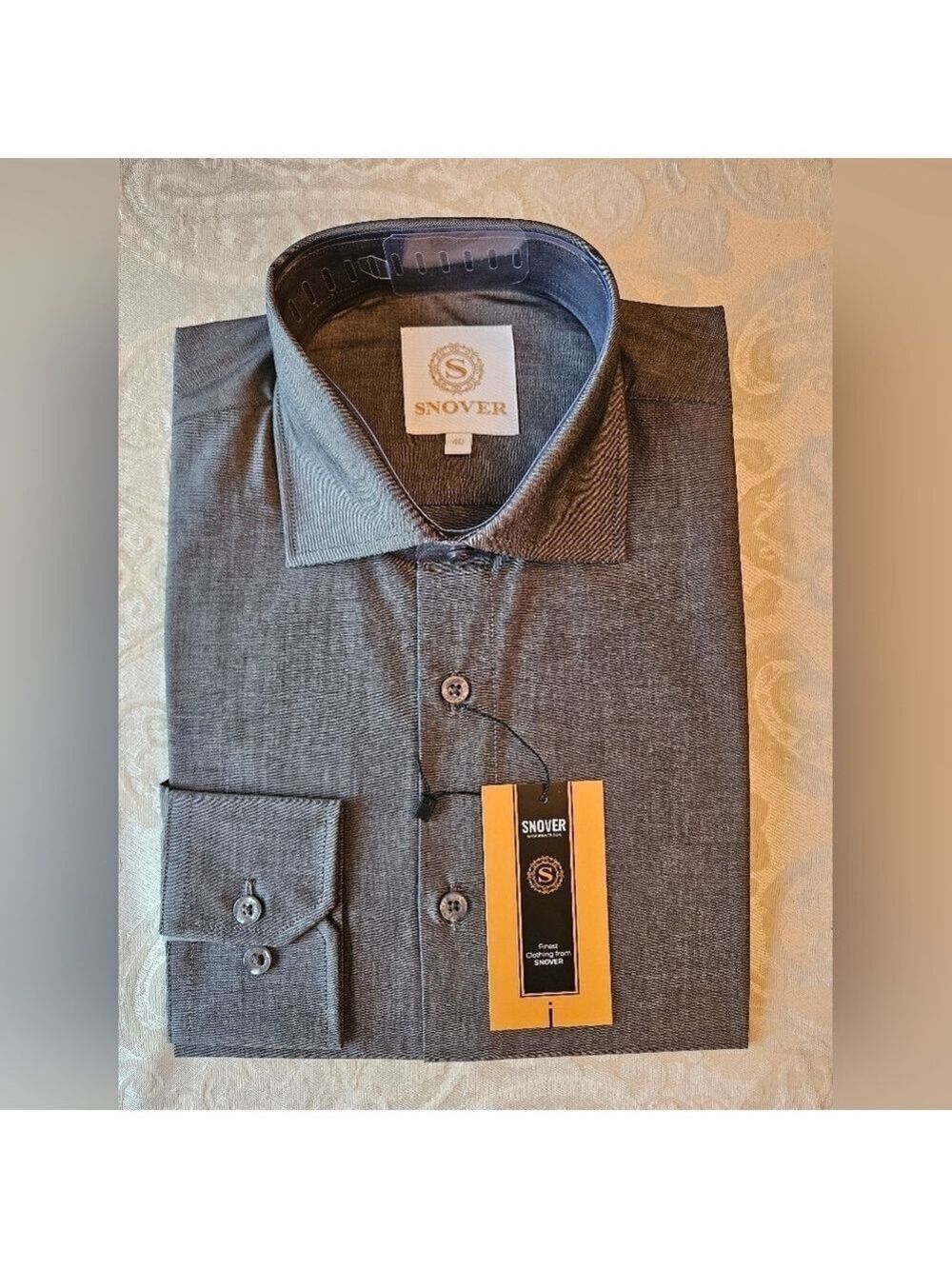 100% Cotton Black Formal Button Down Shirt, 40cm, 15.5", M-L Snover, NWT